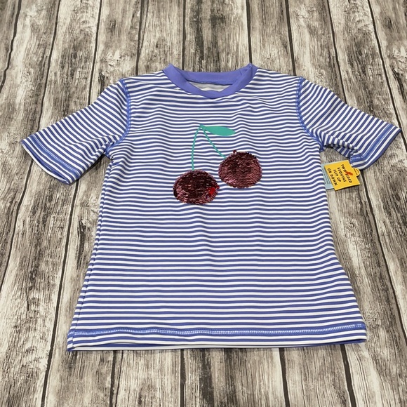 Cat & Jack Rashguard Cherry Sequins in Front - Picture 9 of 10